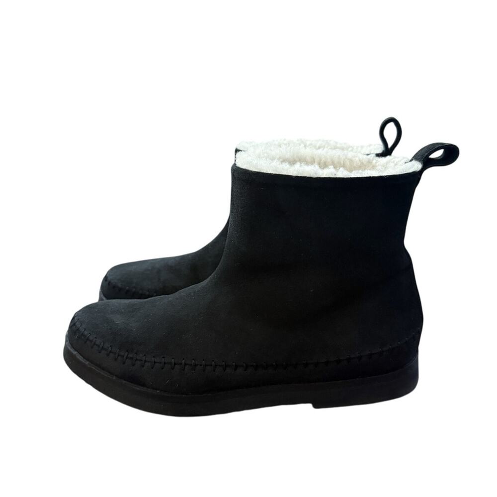 Jenni Kayne 6 Suede Moc Shearling Ankle Boots Slip On Booties Winter Black 36 - Picture 2 of 9